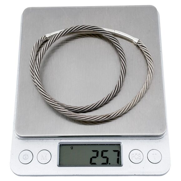 Vintage Twisted Sterling Silver 3.9mm Cable Collar Necklace 17" - Picture 4 of 5